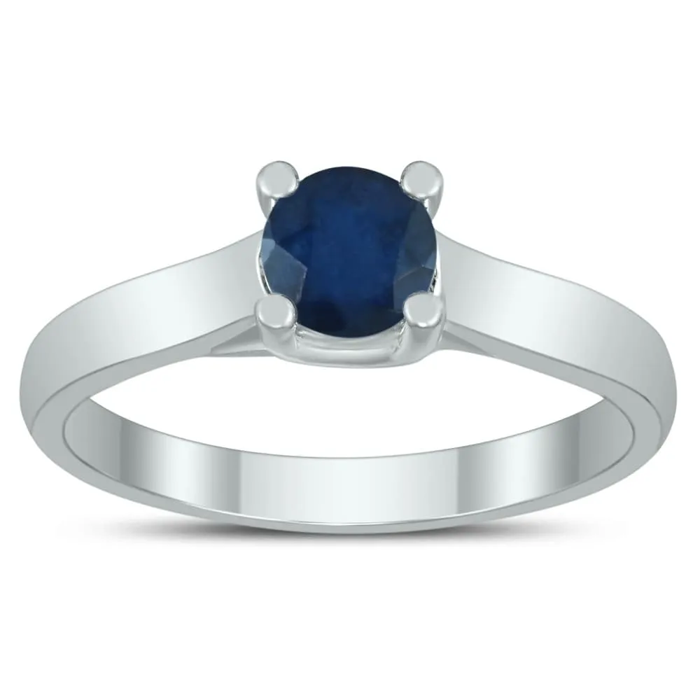 Round 5MM Sapphire Cathedral Solitaire Ring in 10K White Gold sold by Zulily