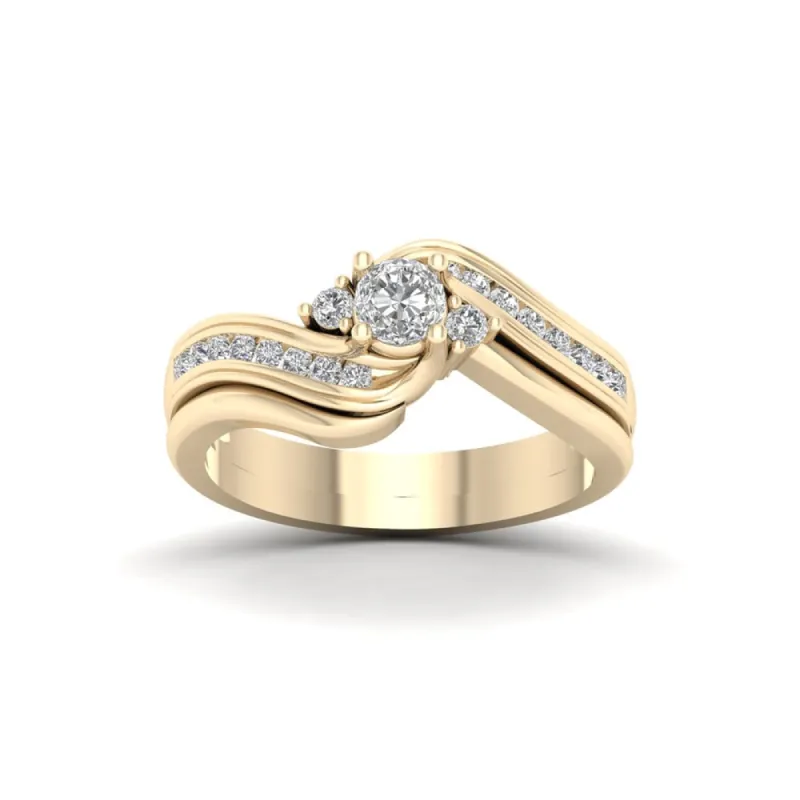 De Couer IGI Certified 14k Yellow Gold 1/2ct TDW Diamond Three Stone Swirl Bridal Set sold by Zulily