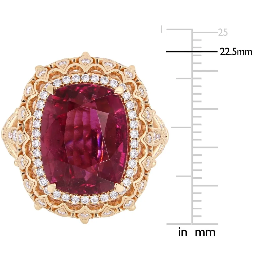 Miadora 14k Rose Gold Pink Tourmaline and 1-1/7ct TDW Diamond Halo Cocktail Ring sold by Zulily product image thumbnail 4