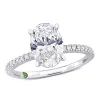 Created Forever 2 1/6ct TDW Oval-Cut Lab-Grown Diamond and Tsavorite Accent Ring in 14k White Gold sold by Zulily