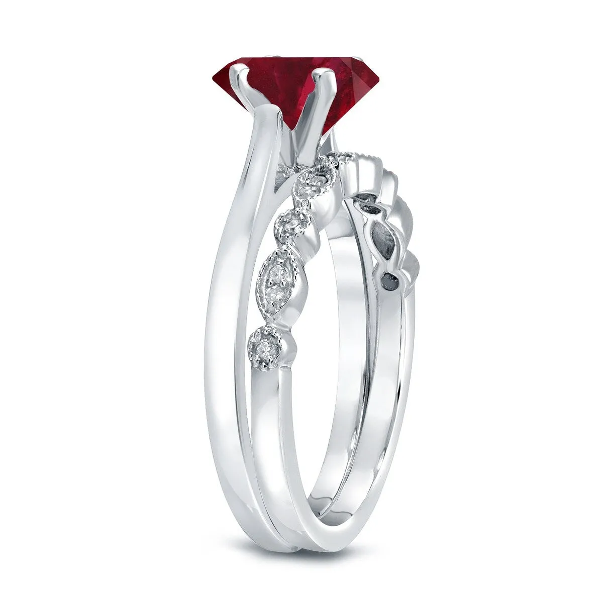 Auriya 14k Gold 1/3ctw Vintage Solitaire Ruby Engagement Ring Set 1/6ctw sold by Zulily product image thumbnail 5