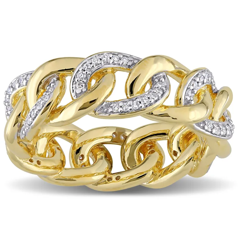 Miadora Yellow Plated Sterling Silver 1/4ct TDW Diamond Link Eternity Band Ring sold by Zulily