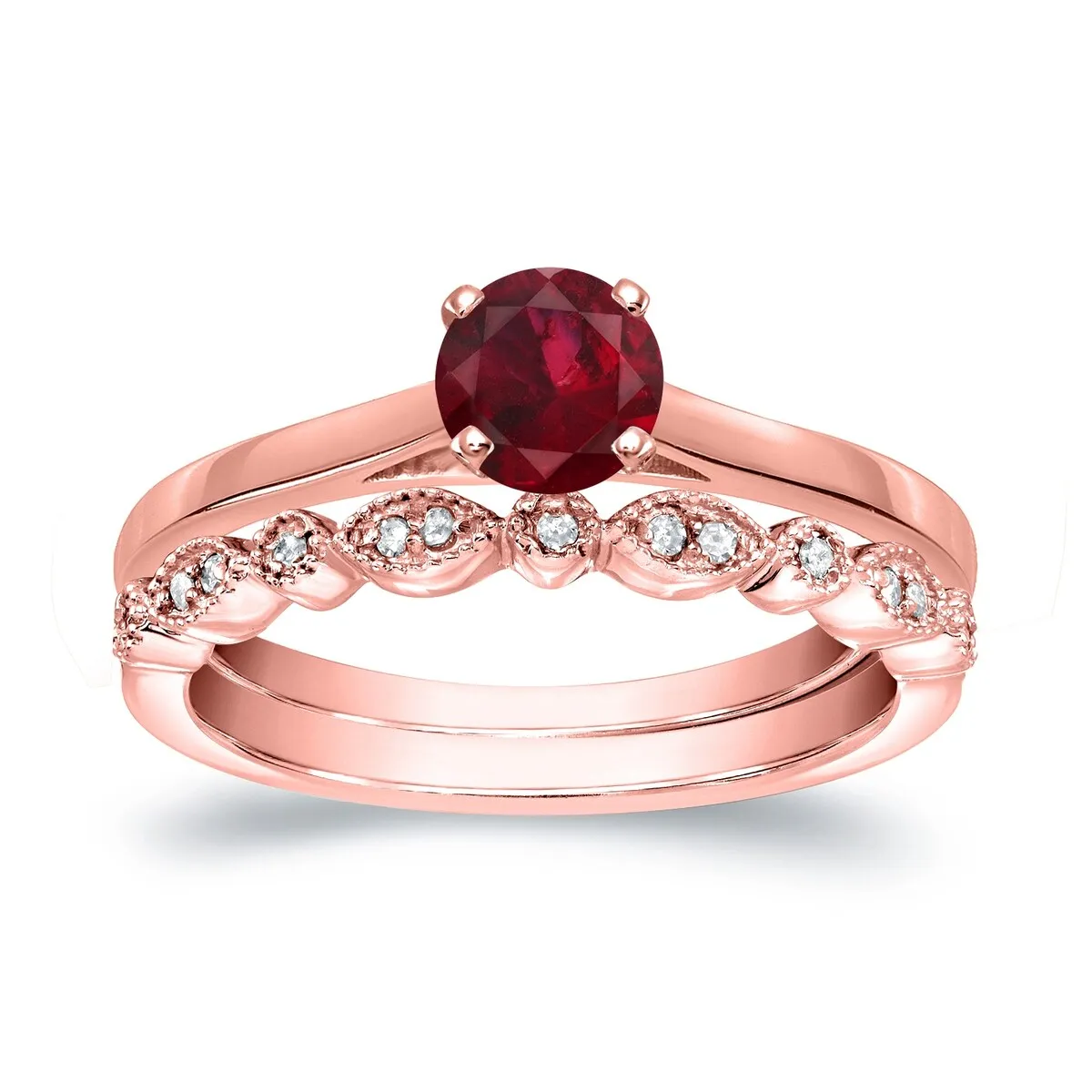 Auriya 14k Gold 1/3ctw Vintage Solitaire Ruby Engagement Ring Set 1/6ctw sold by Zulily