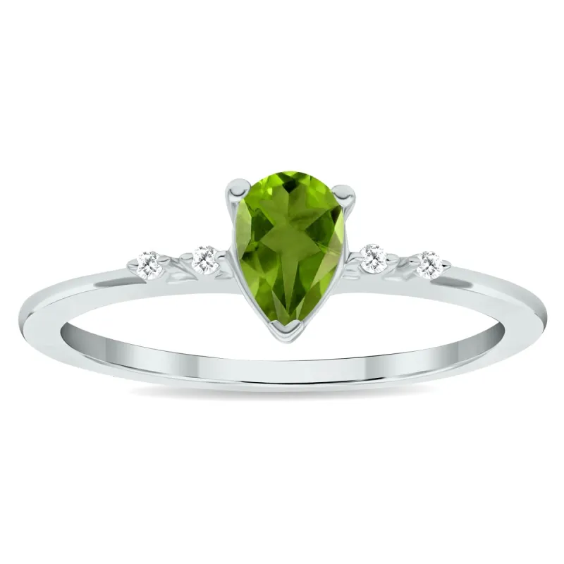 Women's Peridot and Diamond Sparkle Ring in 10K White Gold sold by Zulily