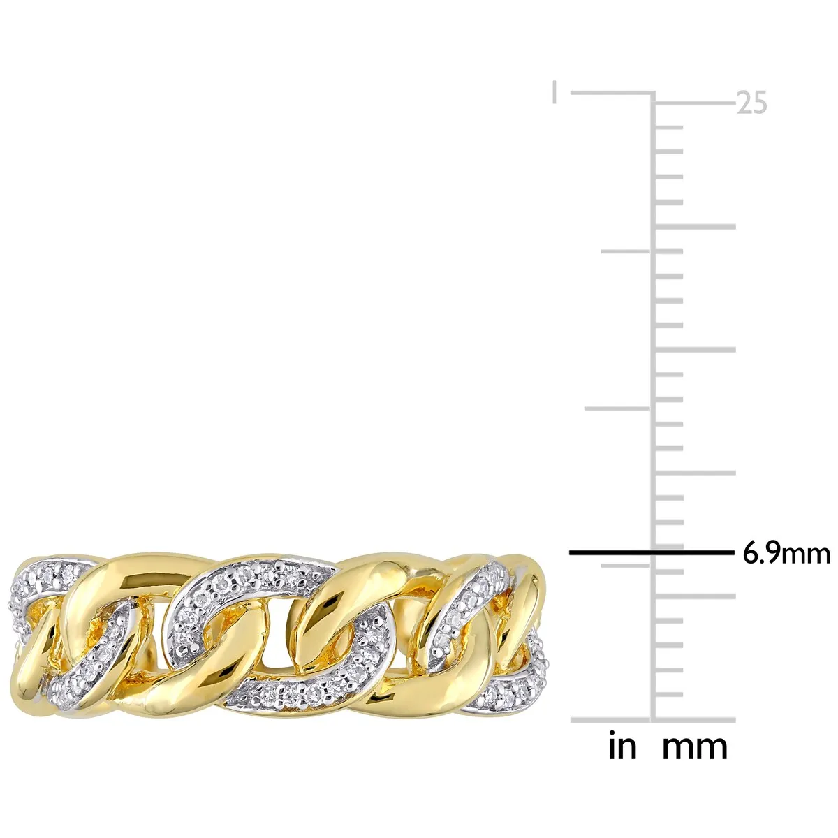 Miadora Yellow Plated Sterling Silver 1/4ct TDW Diamond Link Eternity Band Ring sold by Zulily product image thumbnail 3