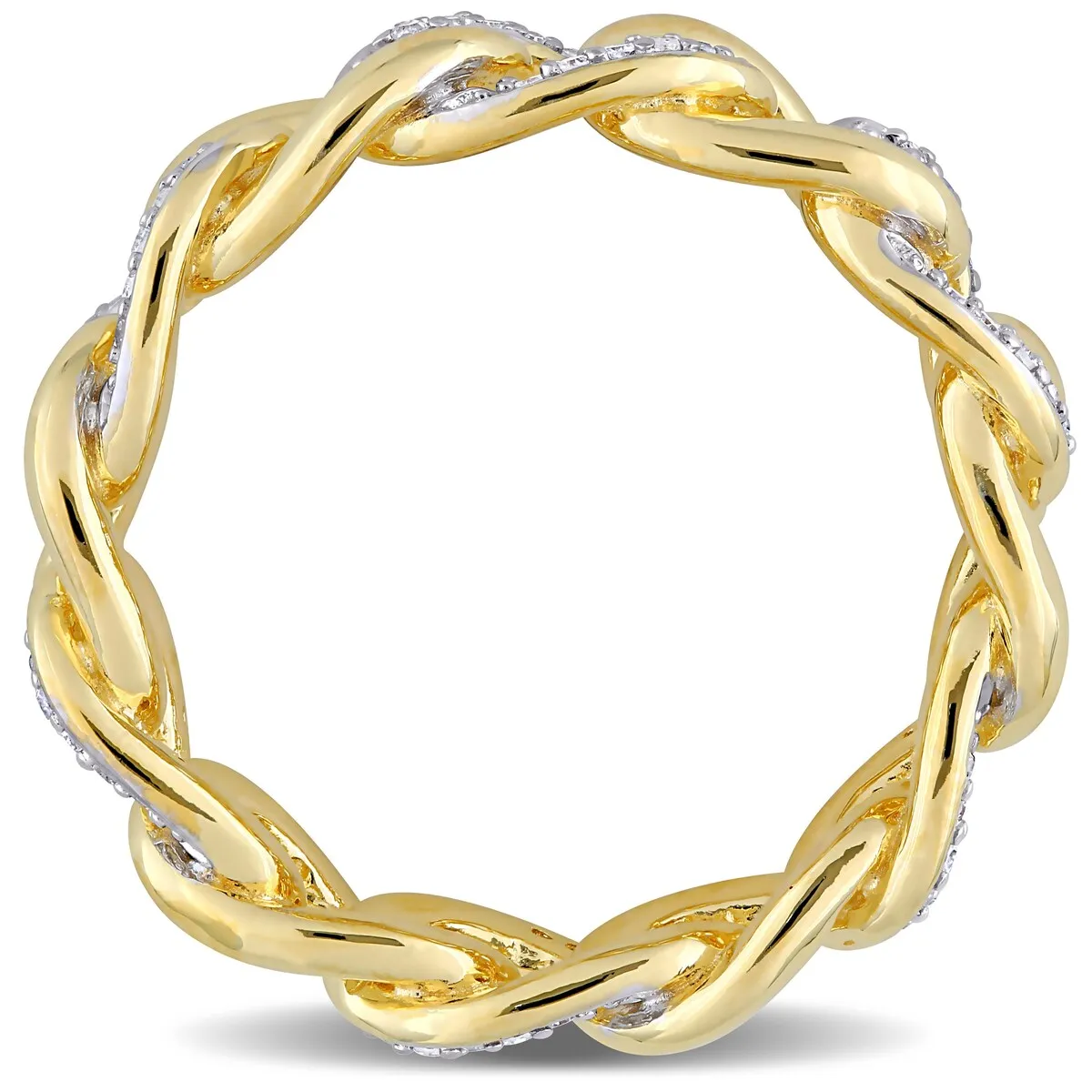 Miadora Yellow Plated Sterling Silver 1/4ct TDW Diamond Link Eternity Band Ring sold by Zulily product image thumbnail 4