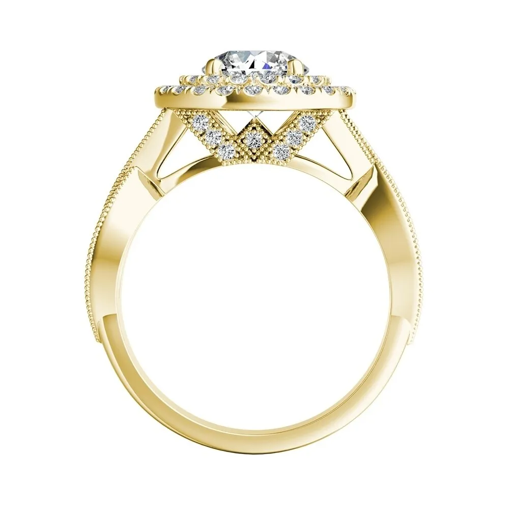 Auriya Vintage 1/2ct Moissanite and 5/8ctw Double Halo Diamond Engagement Ring 14K Gold sold by Zulily product image thumbnail 5