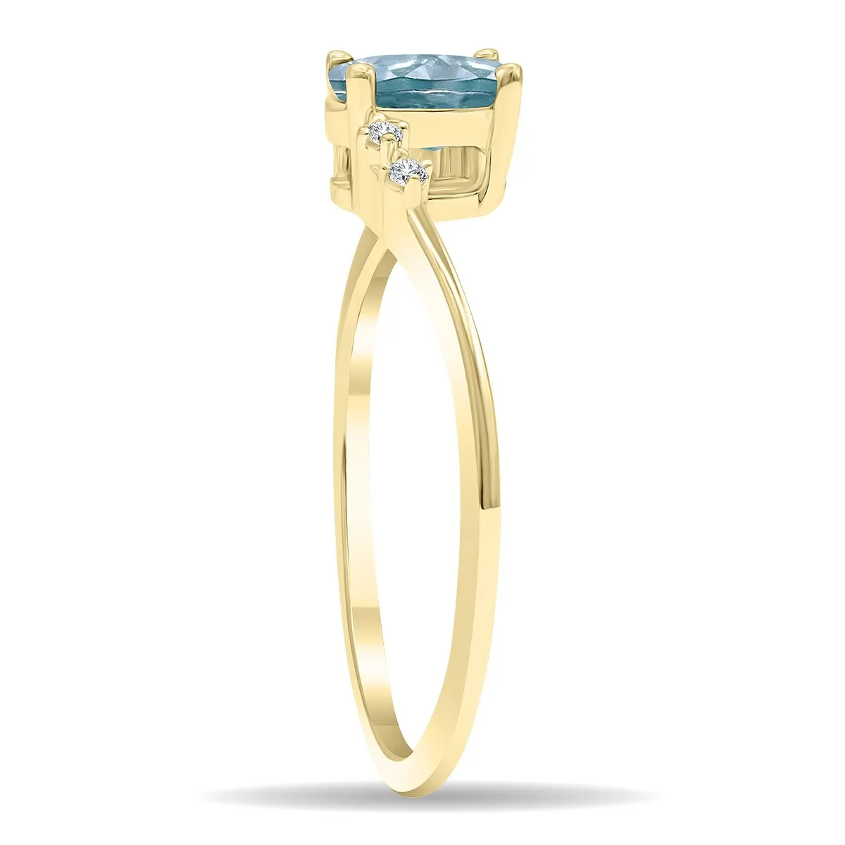 Women's Oval Shaped Aquamarine and Diamond Tierra Ring in 10K Yellow Gold sold by Zulily product image thumbnail 2