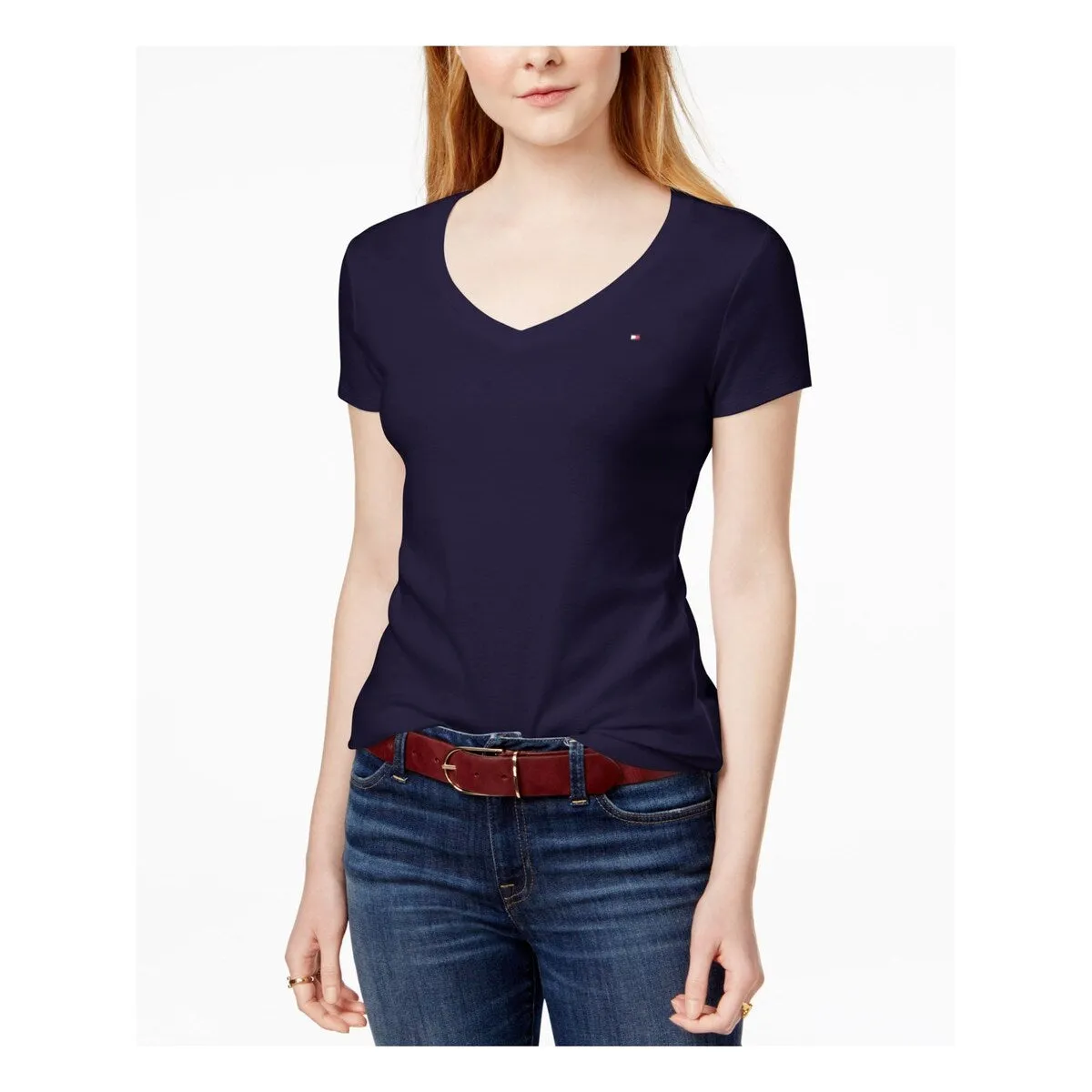 Tommy Hilfiger Women's V Neck T-Shirt Blue Size Small sold by Zulily