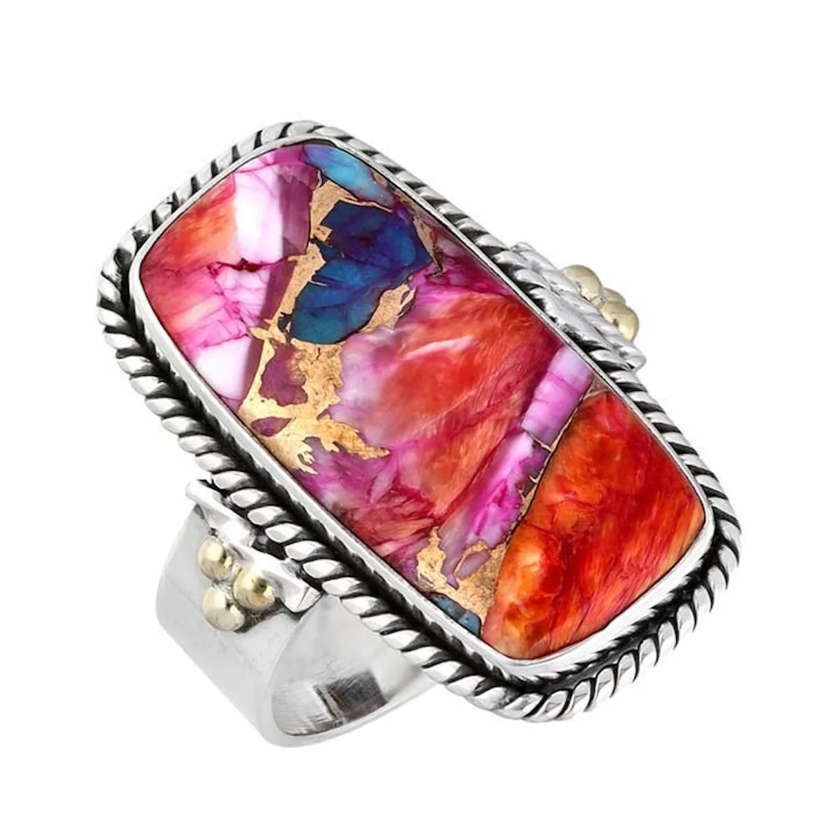 Sterling Silver Pink Oyster Mojave with Gold Accented Ring sold by Zulily product image thumbnail 2