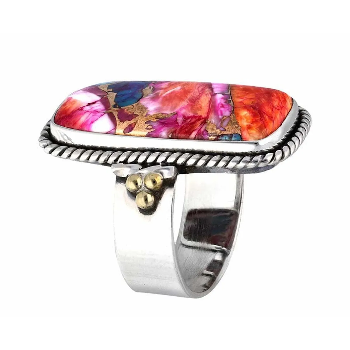Sterling Silver Pink Oyster Mojave with Gold Accented Ring sold by Zulily product image thumbnail 3