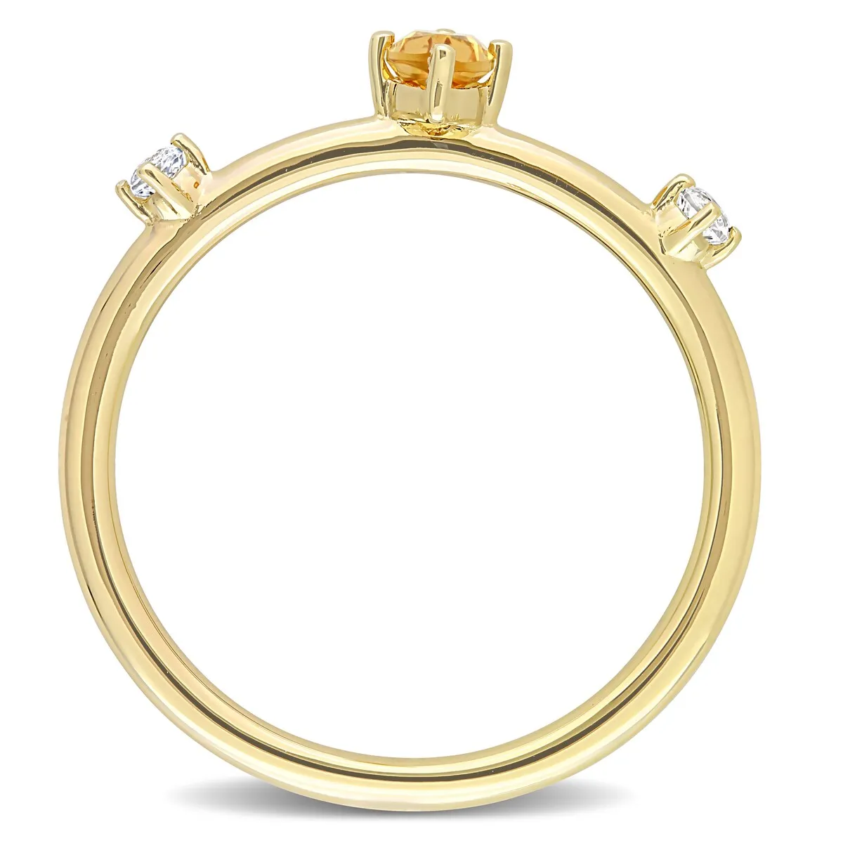 Miadora 10k Yellow Gold Citrine and White Topaz 3-Stone Stackable Marquise Ring sold by Zulily product image thumbnail 3