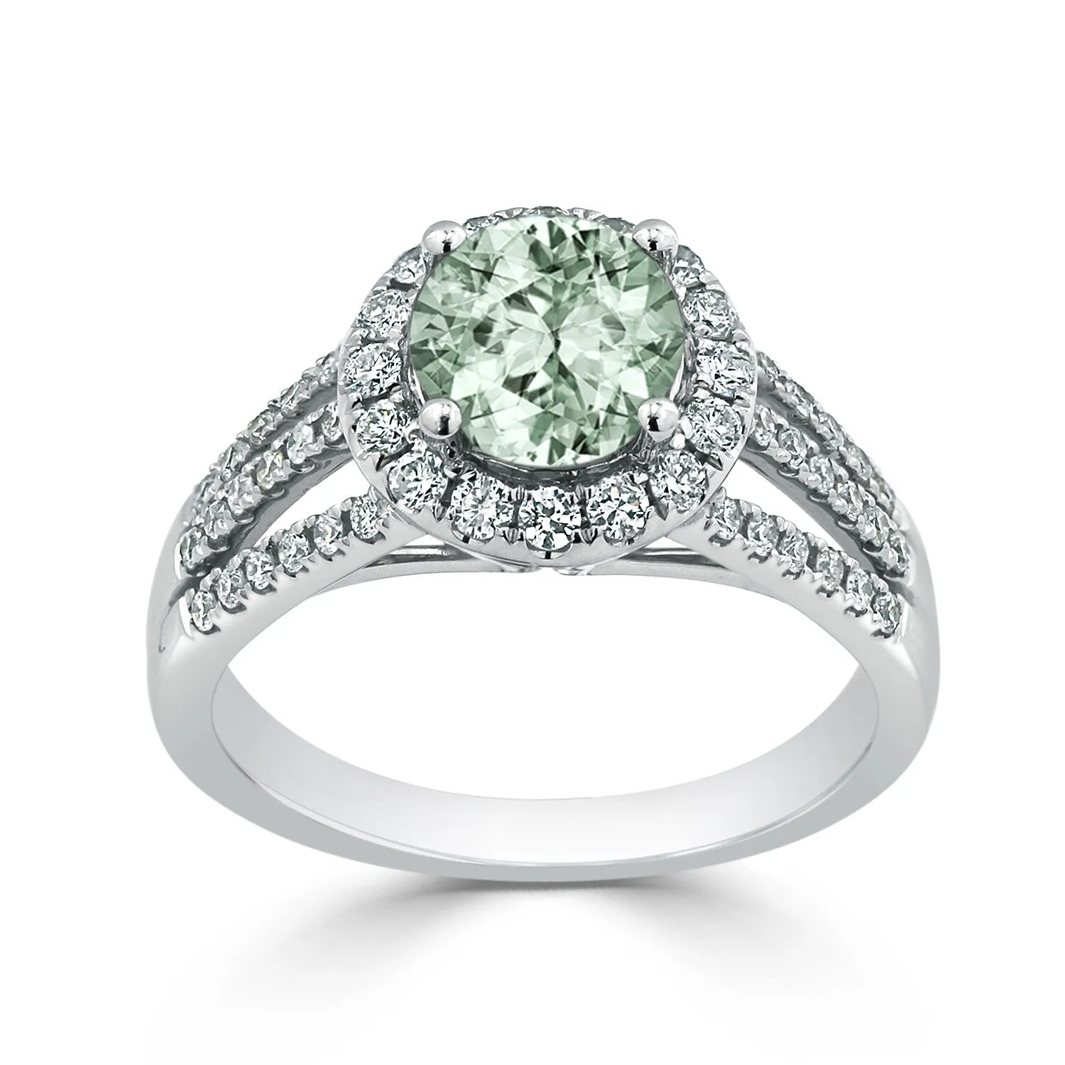 Auriya Modern 1 1/3ct Green Amethyst and Halo Diamond Engagement Ring 1/2cttw 14k Gold sold by Zulily product image thumbnail 3