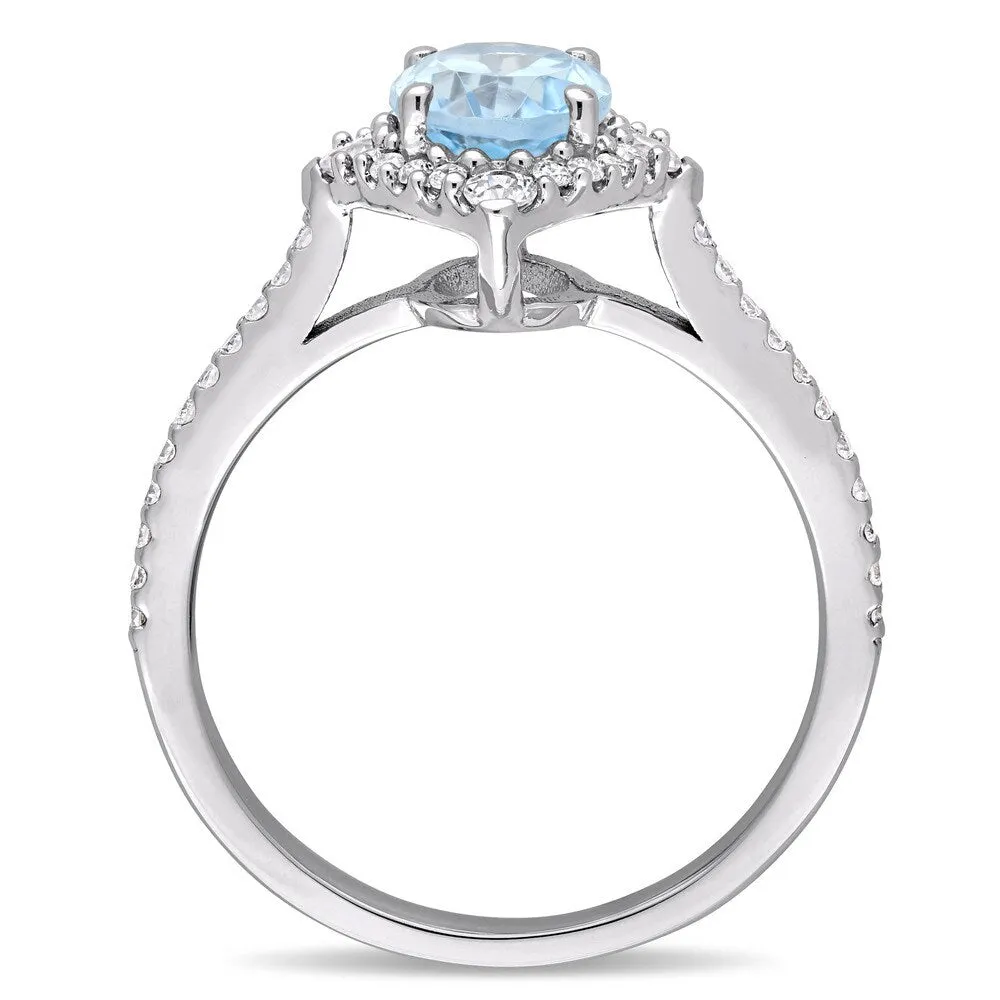 Miadora 10k White Gold Sky-Blue Topaz White Sapphire 1/4ct TDW Diamond Ring sold by Zulily product image thumbnail 3