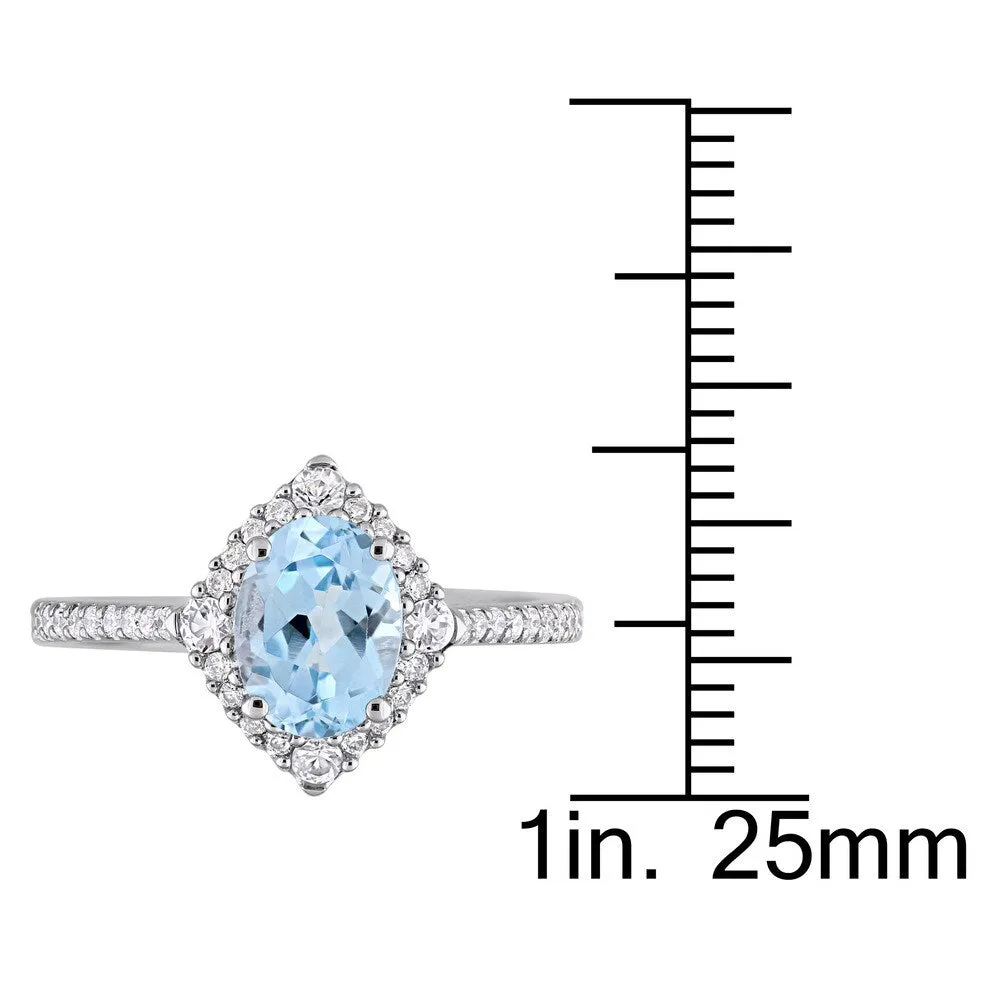 Miadora 10k White Gold Sky-Blue Topaz White Sapphire 1/4ct TDW Diamond Ring sold by Zulily product image thumbnail 4