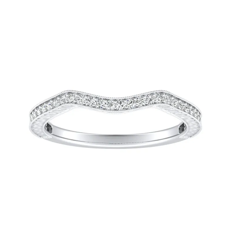 Auriya 1/8ctw Vintage Curved Diamond Wedding Band 18k Gold sold by Zulily