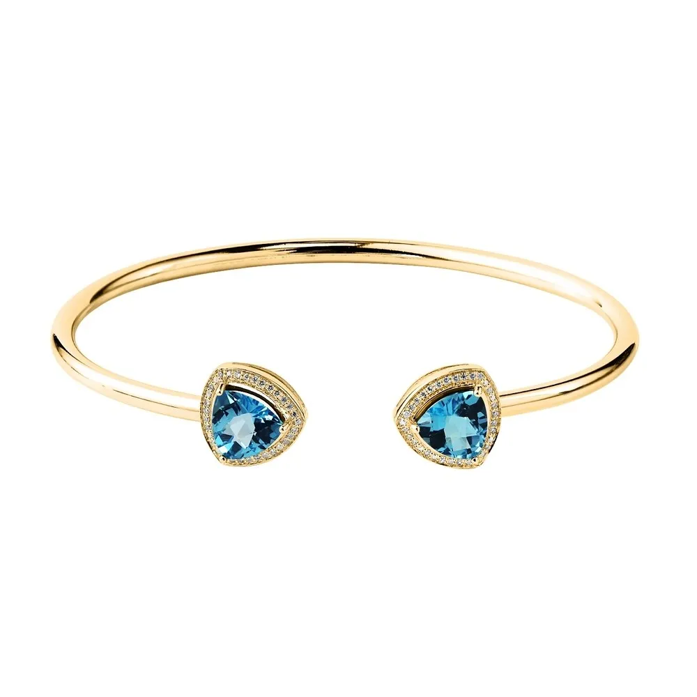 Auriya 4ct Trillion-Cut Swiss Blue Topaz Gold over Silver Bangle Bracelet with Diamond Accents sold by Zulily product image thumbnail 2