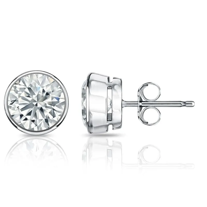 Auriya 1 3/4ct TW Round Bezel Set Diamond Stud Earrings 14kt Gold Certified sold by Zulily