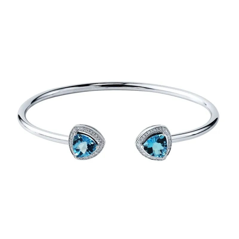 Auriya 4ct Trillion-Cut Swiss Blue Topaz Gold over Silver Bangle Bracelet with Diamond Accents sold by Zulily