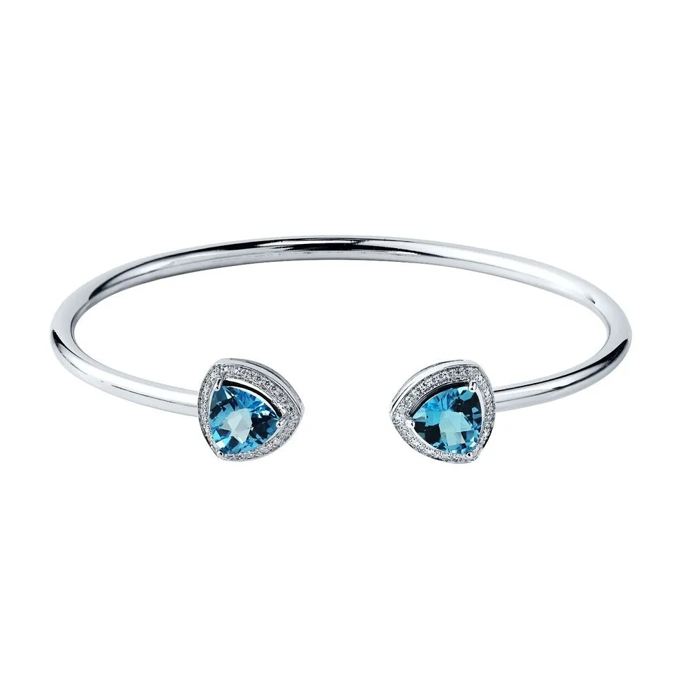 Auriya 4ct Trillion-Cut Swiss Blue Topaz Gold over Silver Bangle Bracelet with Diamond Accents sold by Zulily