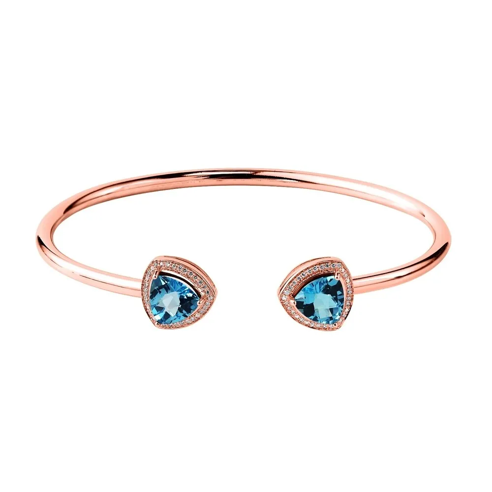 Auriya 4ct Trillion-Cut Swiss Blue Topaz Gold over Silver Bangle Bracelet with Diamond Accents sold by Zulily product image thumbnail 3