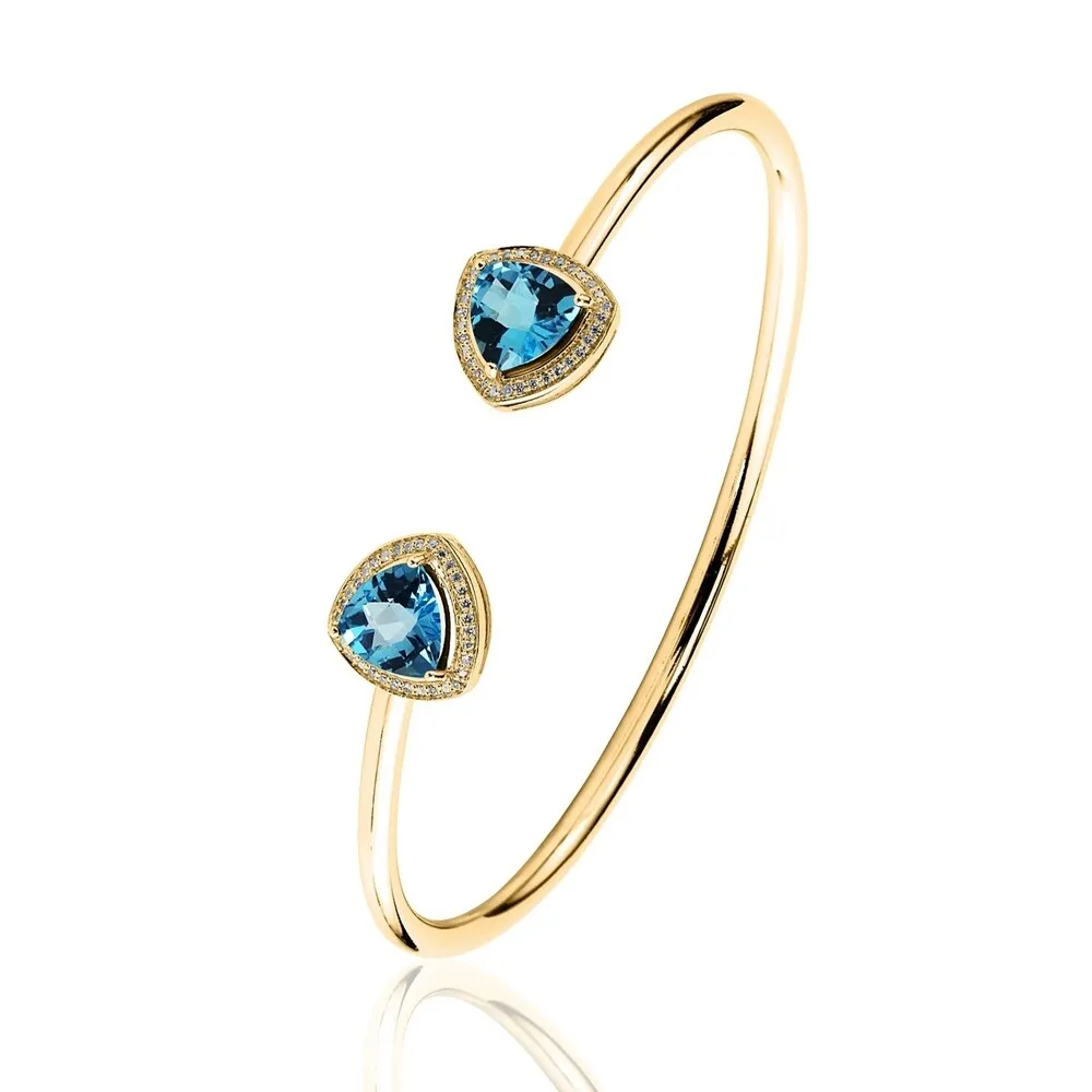Auriya 4ct Trillion-Cut Swiss Blue Topaz Gold over Silver Bangle Bracelet with Diamond Accents sold by Zulily product image thumbnail 5