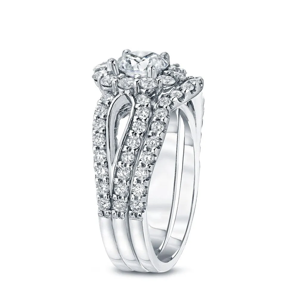 Auriya 14k Gold Round 2 1/3ct TDW Certified Diamond Halo Engagement Ring Set sold by Zulily product image thumbnail 5