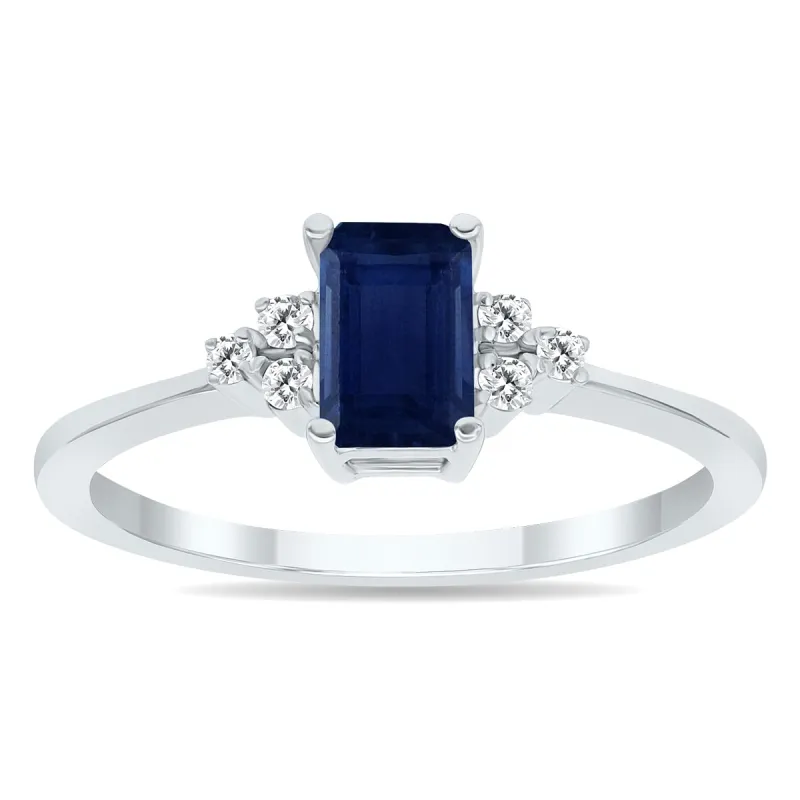 Sapphire and Diamond Regal Ring in 10k White Gold sold by Zulily