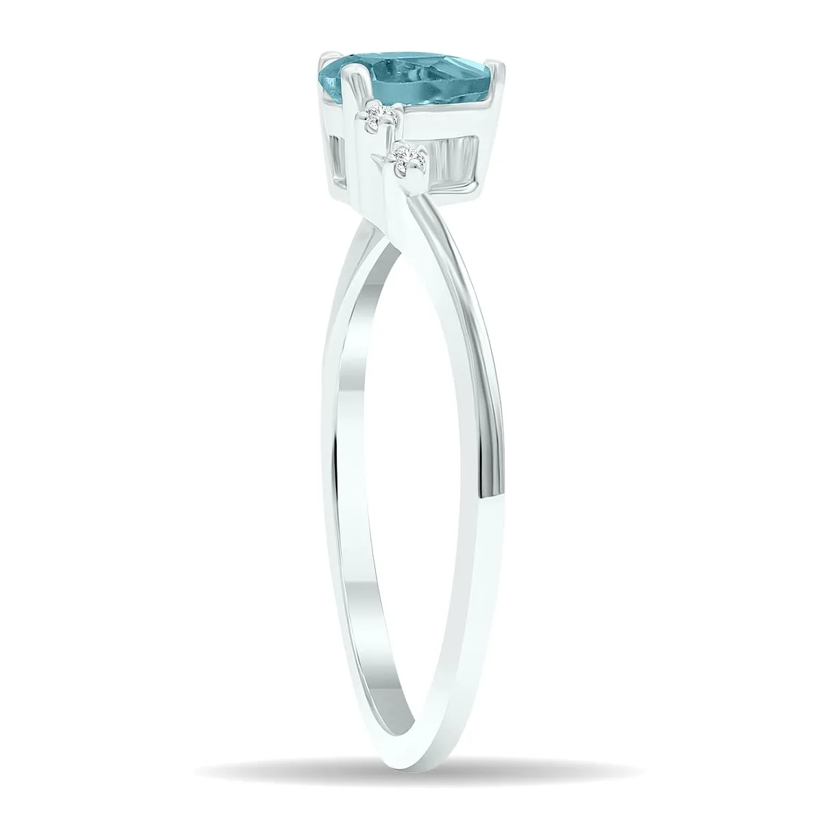 Women's Aquamarine and Diamond Wave Ring in 10K White Gold sold by Zulily product image thumbnail 2
