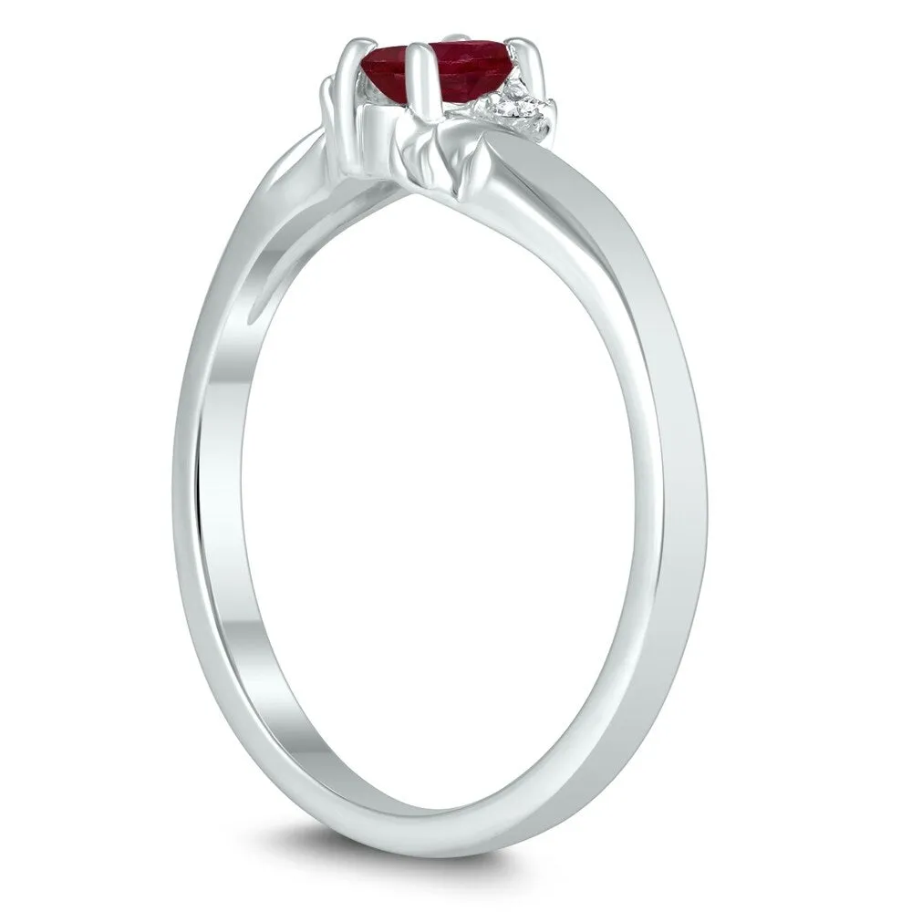 5X3MM Ruby and Diamond Wave Ring in 10K White Gold sold by Zulily product image thumbnail 2