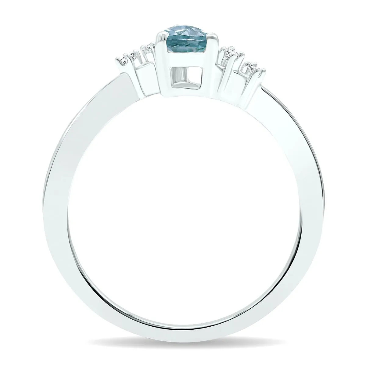Women's Aquamarine and Diamond Wave Ring in 10K White Gold sold by Zulily product image thumbnail 3