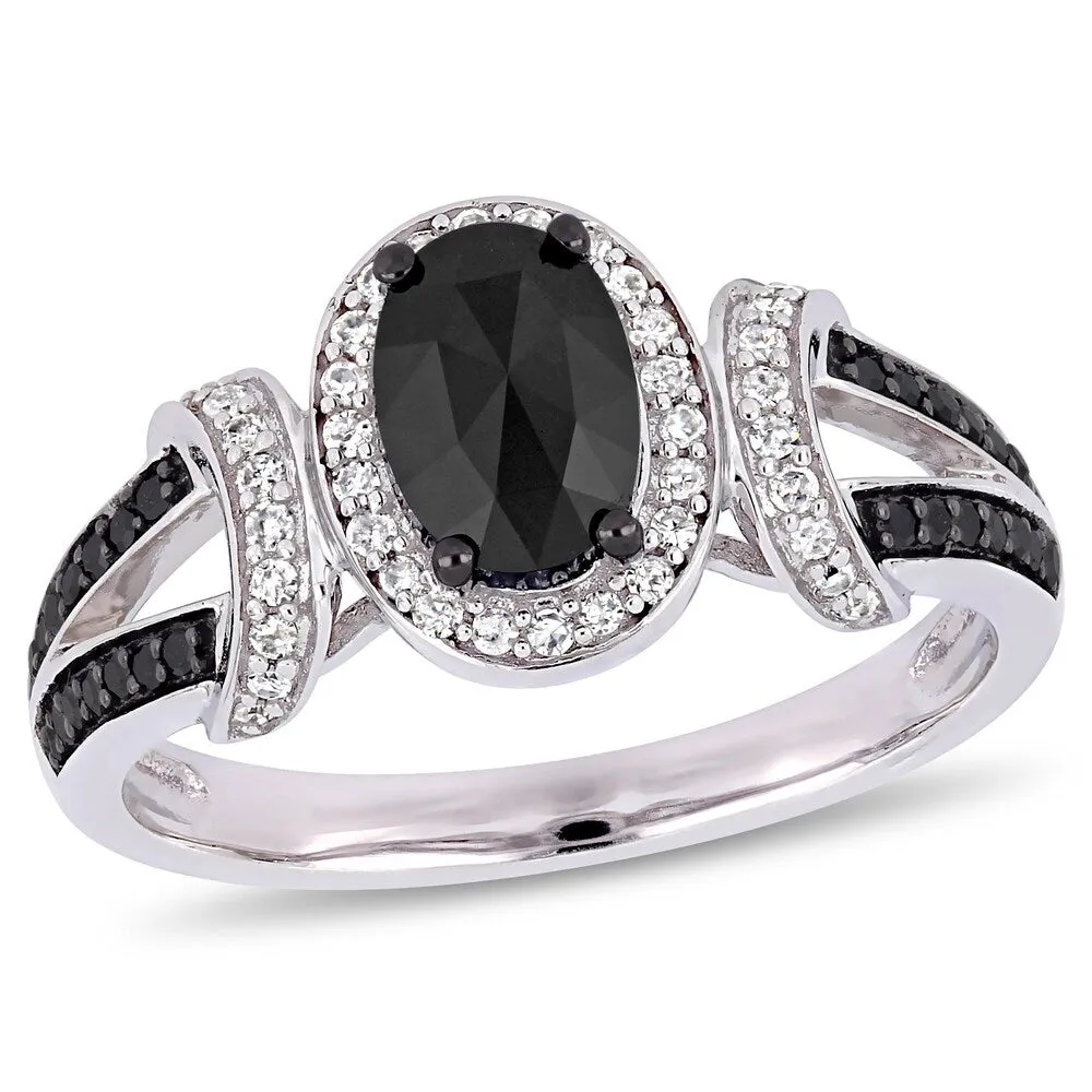Miadora 10k White Gold with Black Rhodium 1ct TDW Black and White Diamond Split Shank Ring sold by Zulily product image thumbnail 2