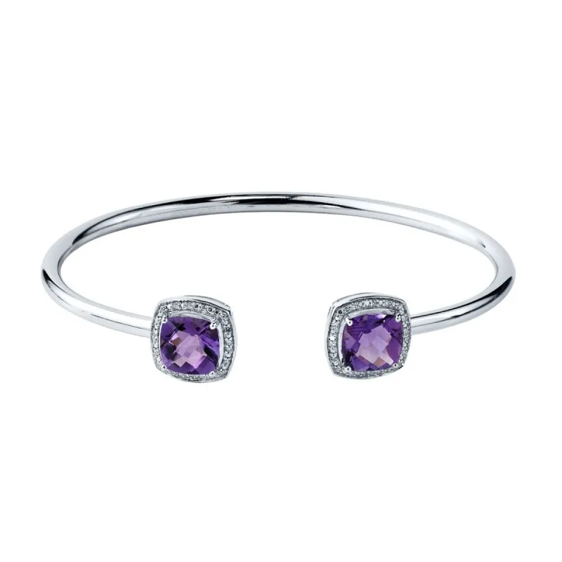 Auriya 4ct Cushion Purple Amethyst Gold over Silver Bangle Bracelet with Diamond Accents sold by Zulily