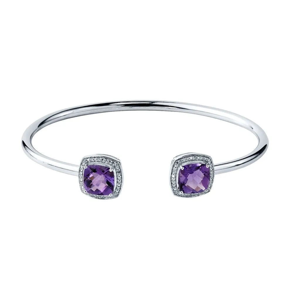 Auriya 4ct Cushion Purple Amethyst Gold over Silver Bangle Bracelet with Diamond Accents sold by Zulily