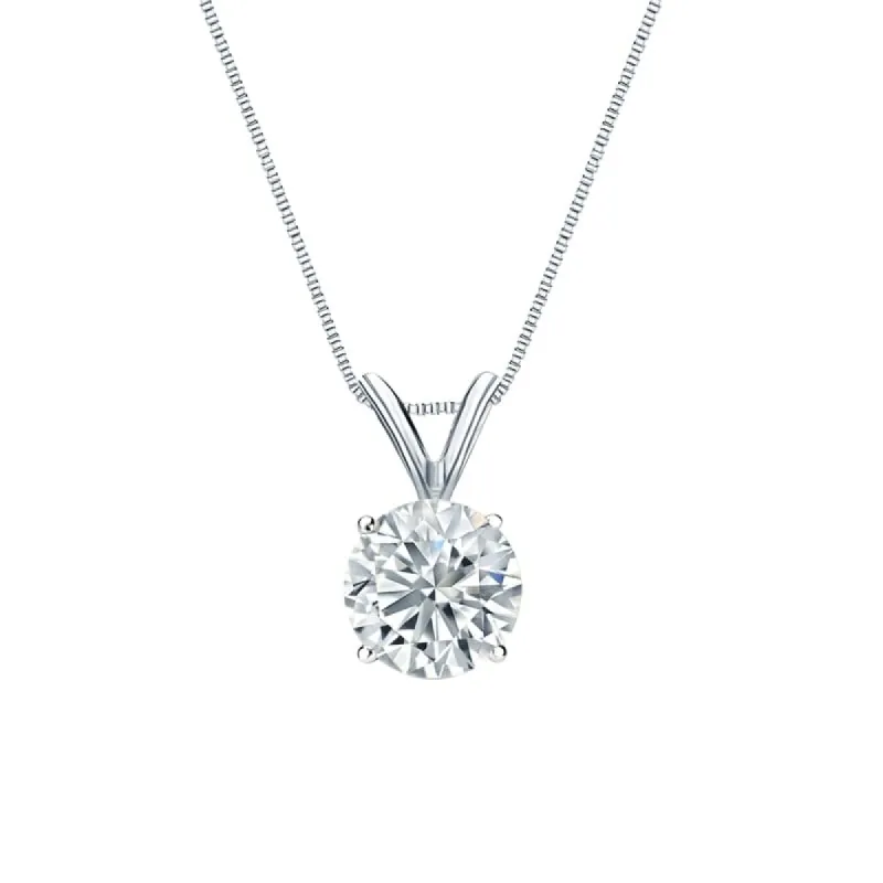 Auriya Platinum 0.75ctw Round Solitaire Lab Grown Diamond Necklace 4-Prong Basket (D-E VVS) - 0.75 sold by Zulily
