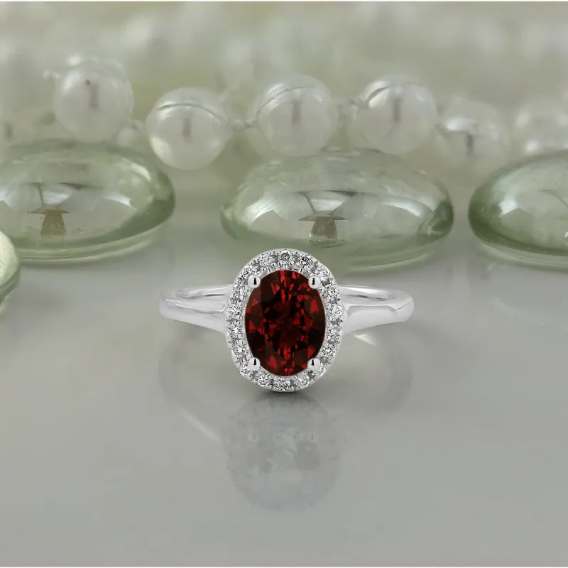 Auriya Classic 1ct Oval Garnet and Halo Diamond Engagement Ring 1/8cttw 14k Gold sold by Zulily