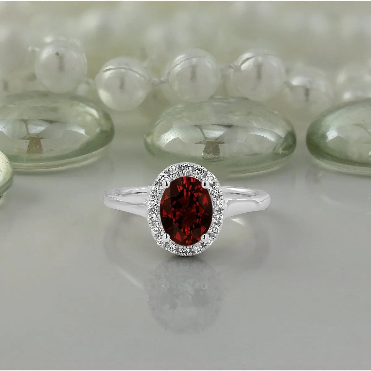 Auriya Classic 1ct Oval Garnet and Halo Diamond Engagement Ring 1/8cttw 14k Gold sold by Zulily