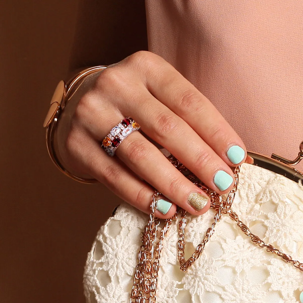 Miadora Aquamarine, Rhodolite, Citrine, Iolite & White Topaz Mosaic Ring in Sterling Silver sold by Zulily product image thumbnail 5