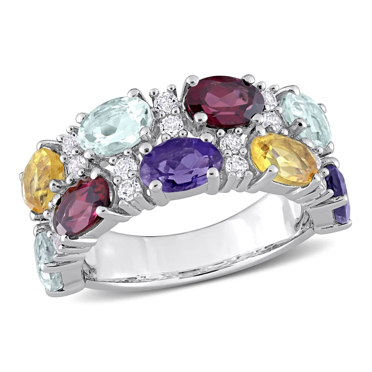 Miadora Aquamarine, Rhodolite, Citrine, Iolite & White Topaz Mosaic Ring in Sterling Silver sold by Zulily product image thumbnail 2