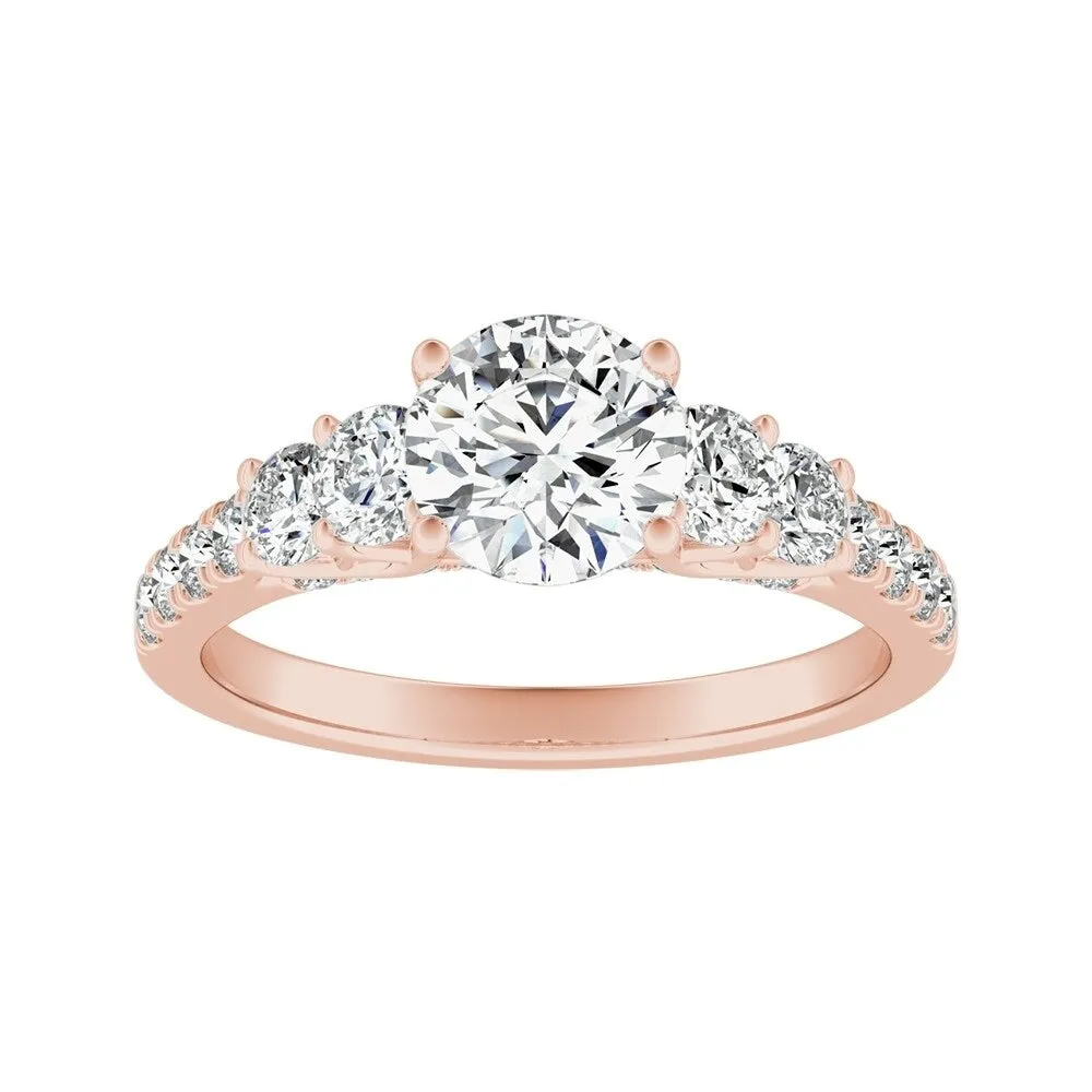 Auriya 14k Gold 3ct Moissanite and 5-Stone Diamond Engagement Ring 3/4ctw sold by Zulily product image thumbnail 3