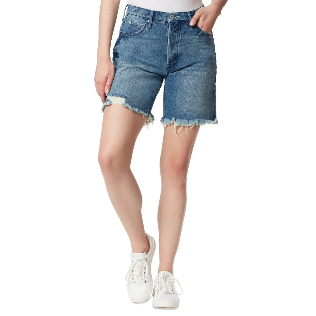 Jessica Simpson Women's Raw Hem High Rise Bermuda Shorts Blue Size 31 sold by Zulily
