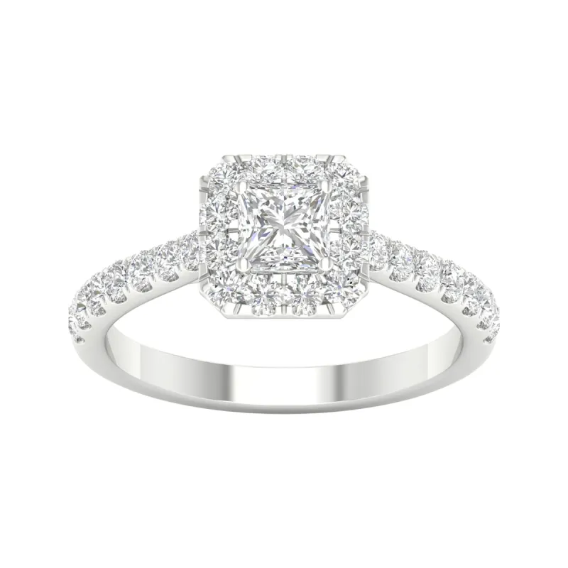 1ct TDW Princess Cut Diamond Halo Ring in 10k Gold by De Couer sold by Zulily