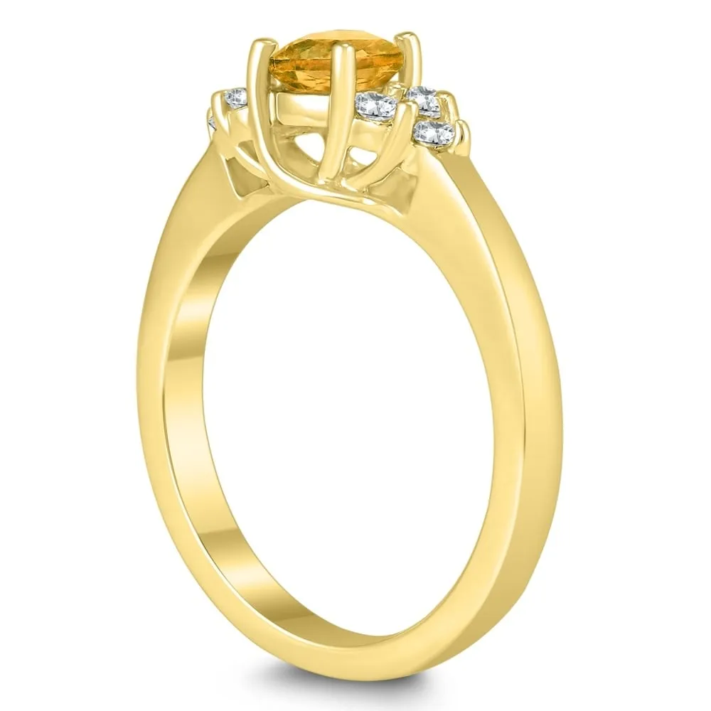 5MM Citrine and Diamond Cynthia Ring in 10K Yellow Gold sold by Zulily product image thumbnail 2