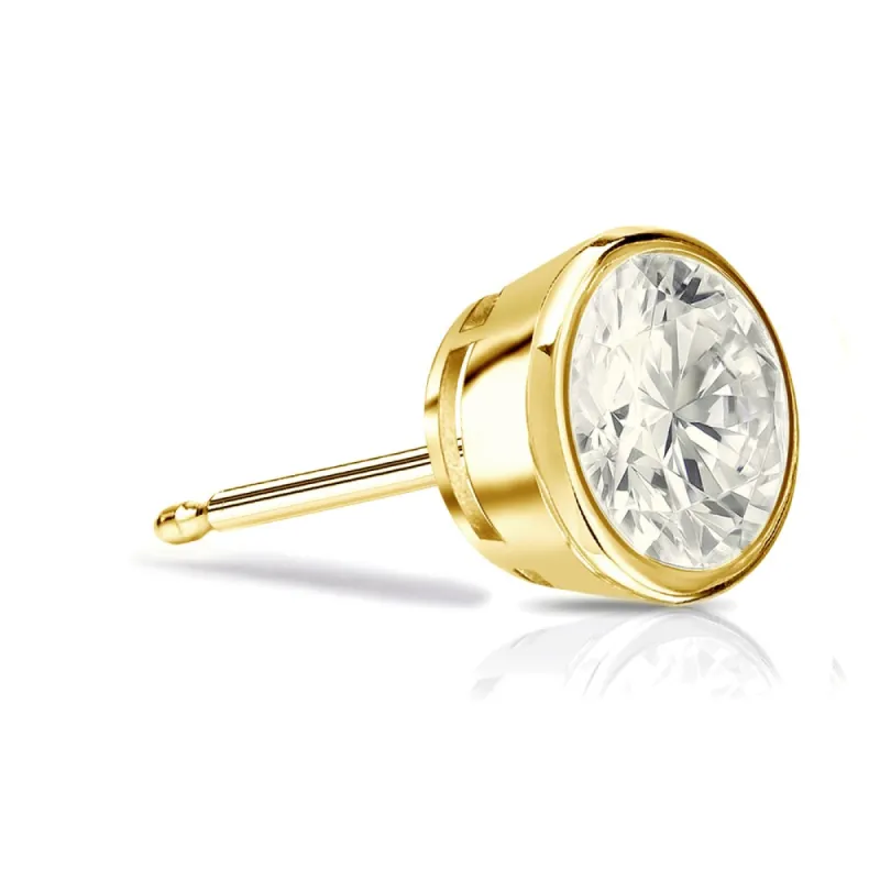 Auriya 14k Gold 3/4ct TDW Bezel-Set Round SINGLE STUD (1) Diamond Earring sold by Zulily