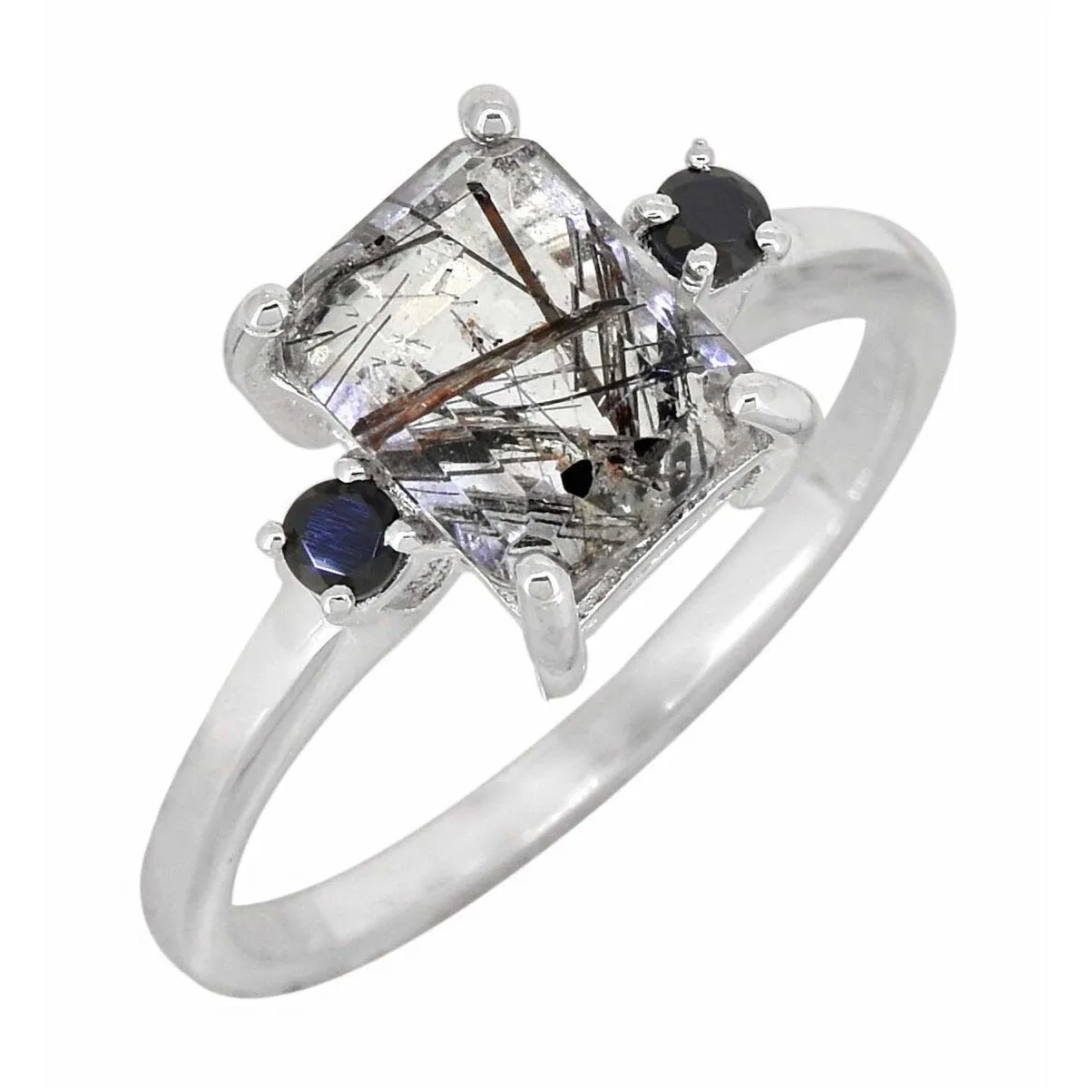 Black Rutilated Quartz Silver Ring sold by Zulily product image thumbnail 2