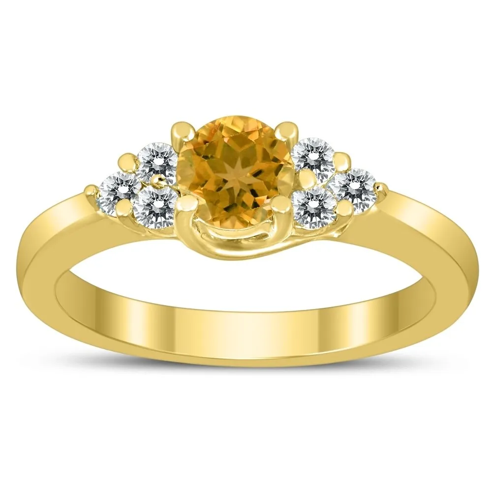 5MM Citrine and Diamond Cynthia Ring in 10K Yellow Gold sold by Zulily