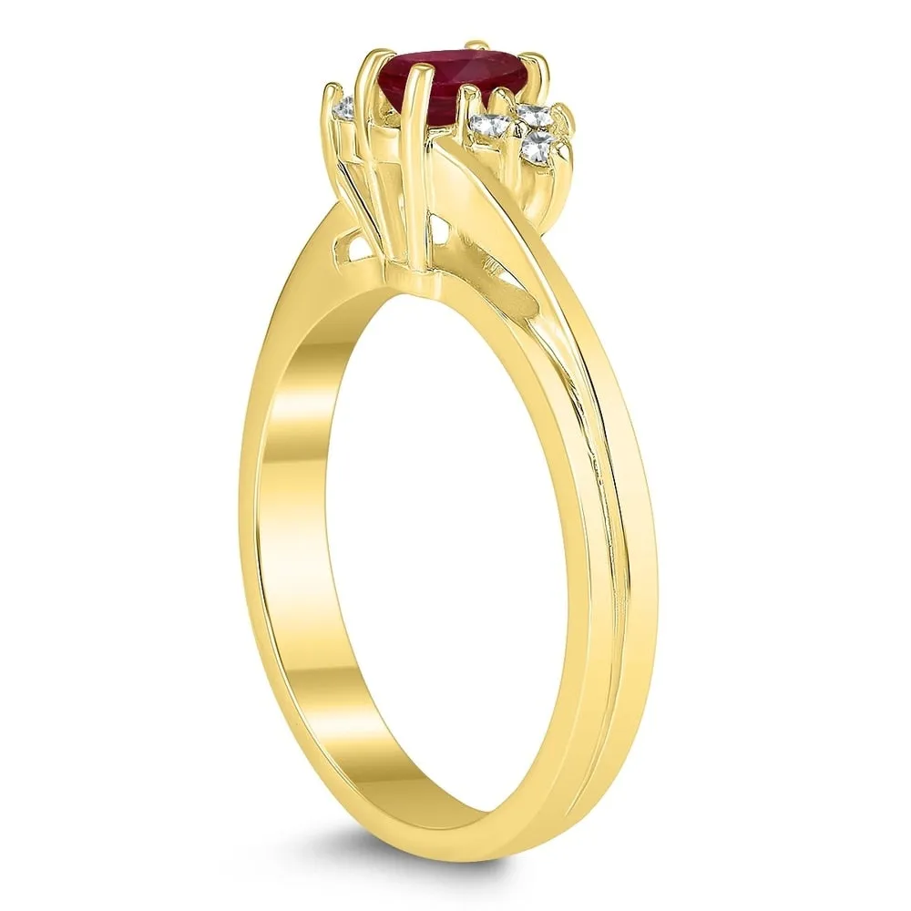 5X3MM Ruby and Diamond Twist Ring in 10K Yellow Gold sold by Zulily product image thumbnail 2