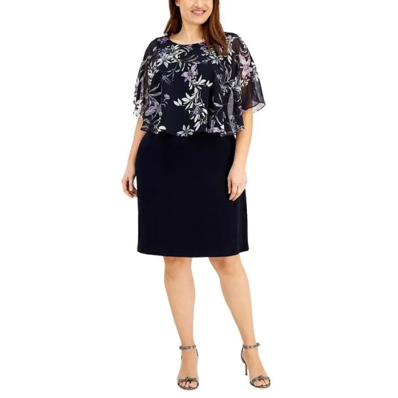 Connected Women's Printed Popover Sheath Dress Blue Size 20W sold by Zulily