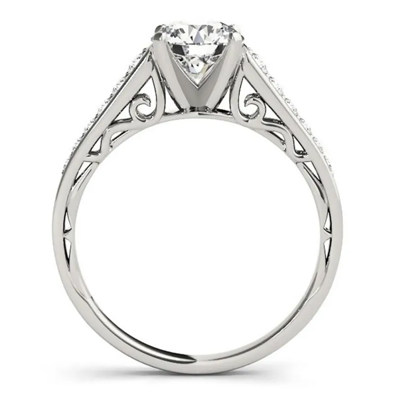 Auriya 1/2ct Round Brilliant Moissanite and 1/4ctw Diamond Engagement Ring 14K Gold sold by Zulily