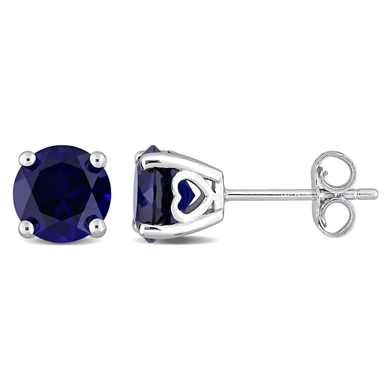 Miadora Created Blue Sapphire Birthstone Solitaire Stud Earrings in Sterling Silver sold by Zulily